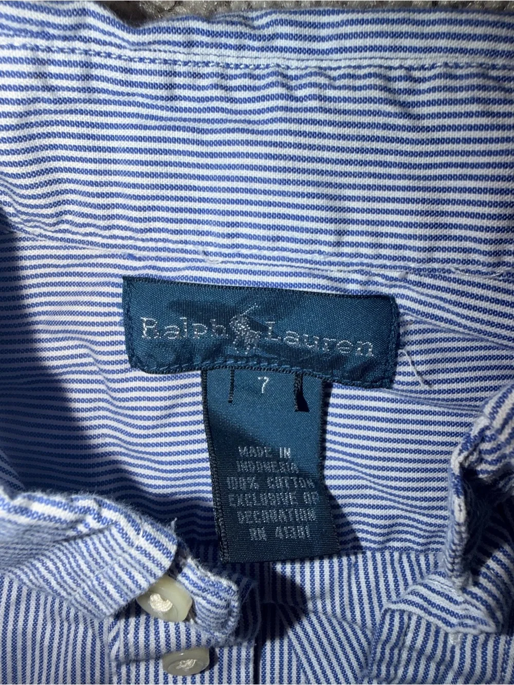 Ralph Lauren Blue and White Pinstriped Button-Down Shirt